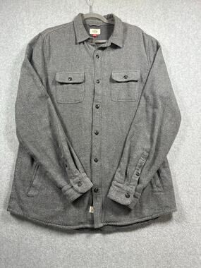 Marine Layer Textured Herringbone Overshirt Shacket Men's Large Alpine Gray